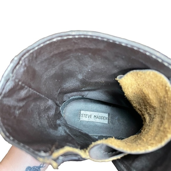 𝅺steve Madden Troopa Boots Brown Leather Size 9M - Picture 4 of 6